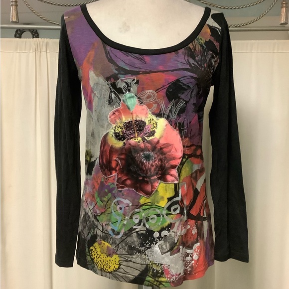 Desigual NEW & GOOD Multicolored Abstract Thin Sweater Top - Picture 2 of 8